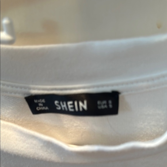 SHEIN White, Black, Yellow Long Sleeve cropped Sweatshirt, Crewneck. - Picture 2 of 6